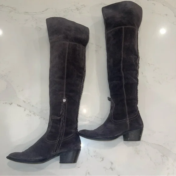 Dolce Vita Over-the-Knee Suede Boots in Gray - Picture 1 of 16